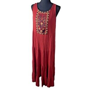 Woman's  Dress M Floral Tapestry Maxi Stretch‎ Gauzy Beachy Boho Festival